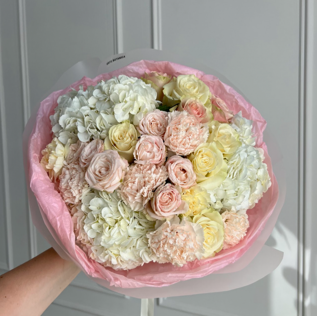 Пышный букет с гортензиями