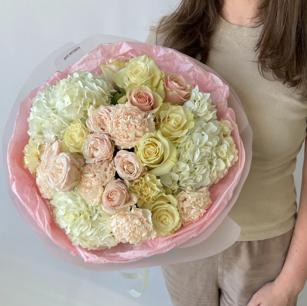 Пышный букет с гортензиями