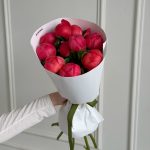 Монобукет из 11 пионов корал